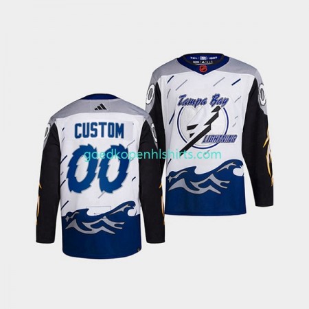 Tampa Bay Lightning Custom Adidas 2022 Reverse Retro Wit Authentic Shirt - Mannen